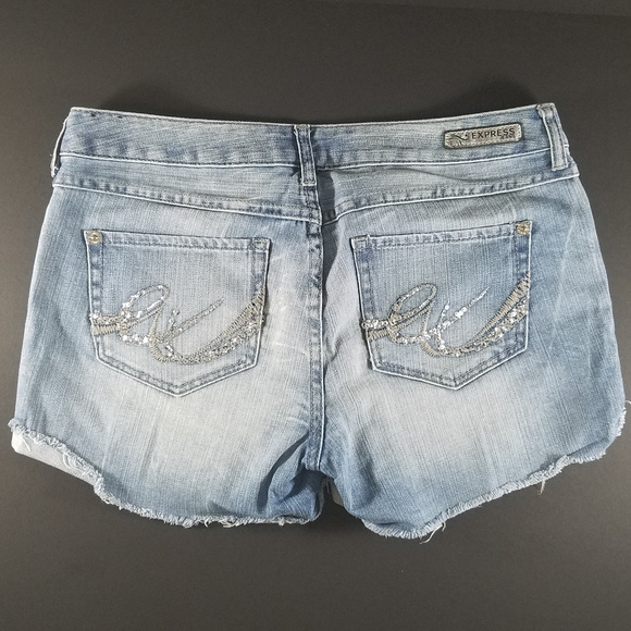 Short Express Jeans Boyfriend Blue Size 12 - Picture 2 of 8